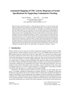 Automated Mapping of UML Activity Diagrams to Formal Specifications for Supporting Containment Checking Faiz UL Muram Huy Tran