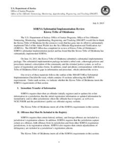 SORNA Substantial Implementation Review Kiowa Tribe of Oklahoma