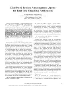 Distributed Session Announcement Agents for Real-Time Streaming Applications
