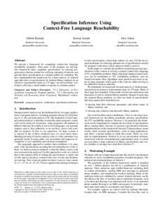 Specification Inference Using Context-Free Language Reachability Osbert Bastani Saswat Anand