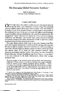 The journal of Political Philosophy: Volume 12, Number 2, 2004, ppThe Emerging Global Normative Synthesis* AMITAI ETZIONI Sociology,GeorgeWashingtonUniversity