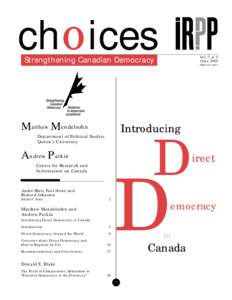 choices  Vol. 7, no 5 June[removed]Strengthening Canadian Democracy