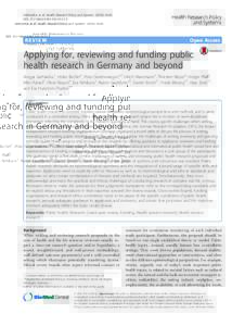 Applying for, reviewing and funding public health research in Germany and beyond