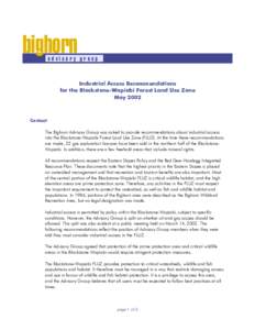 bighorn  advisory group Industrial Access Recommendations for the Blackstone-Wapiabi Forest Land Use Zone