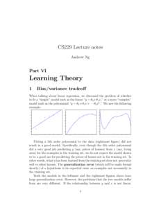 CS229 Lecture notes Andrew Ng Part VI  Learning Theory
