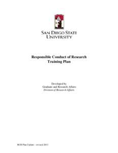 Responsible Conduct of Research Training Plan Developed by Graduate and Research Affairs Division of Research Affairs