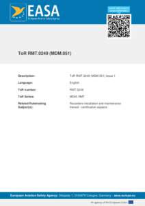 ToR RMTMDMDescription: ToR RMTMDM.051) Issue 1