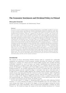 Barometr Regionalny NrThe Economic Sentiment and Dividend Policy in Poland Mieczysław Kowerski