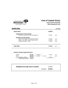 Cost of Capital Study YIELD CAPITALIZATION 2012 Assessment Year WIRELESS