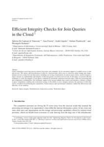 Journal of Computer SecurityIOS Press 1  Efficient Integrity Checks for Join Queries