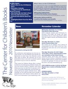 ...What’s New on the CCB Website ...News ...November Calendar ... A Report from Dr. Ruth Nicole Brown’s Lecture ...New Books We Just Had to Read