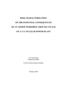 RISK CHARACTERIZATION OF THE POTENTIAL CONSEQUENCES OF AN ARMED TERRORIST GROUND ATTACK ON A U.S. NUCLEAR POWER PLANT  An Assessment
