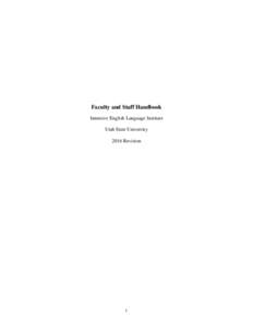 Faculty and Staff Handbook Intensive English Language Institute Utah State University 2016 Revision  
