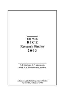 B.R. Wells  RICE Research Studies 2003