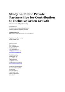 Study on Public Private Partnerships for Contribution to Inclusive Green Growth Growthtnerships for contribution to Inclusive Green Growth