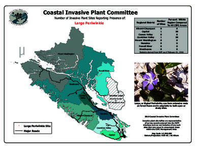 Coastal Invasive Plant Committee Number of Invasive Plant Sites Reporting Presence of: Large Periwinkle  µ