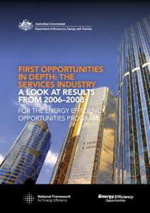 FIRST OPPORTUNITIES in Depth: The SERvices industry A LOOK AT RESULTS FROM 2006–2008 FOR THE ENERGY EFFICIENCY