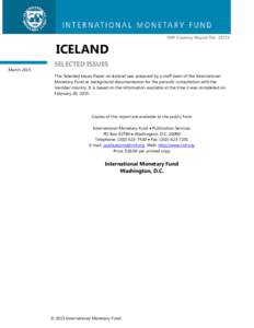 Iceland: Selected Issues; IMF Country Report 15/73; February 20, 2015