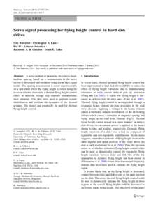 Microsyst Technol:937–944 DOIs00542TECHNICAL PAPER  Servo signal processing for flying height control in hard disk