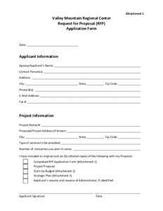 Attachment 1  Valley Mountain Regional Center Request for Proposal (RFP) Application Form
