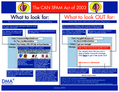 The CAN SPAM Act of[removed]What to look for: What to look OUT for: