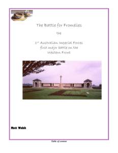 The Battle for Fromelles the 1st Australian Imperial Forces first major battle on the Western Front