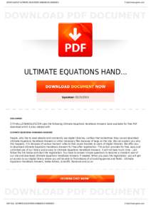 BOOKS ABOUT ULTIMATE EQUATIONS HANDBOOK ANSWERS  Cityhalllosangeles.com ULTIMATE EQUATIONS HAND...