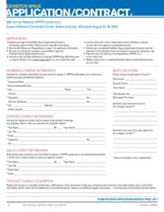 Exhibitor Space  application/contract 30th Annual National VPPPA Conference Gaylord National Convention Center, National Harbor, Maryland August 25–28, 2014 Instructions