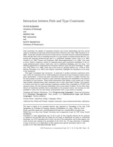 Interaction between Path and Type Constraints PETER BUNEMAN University of Edinburgh and WENFEI FAN Bell Laboratories