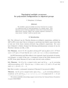 XPEH-TEX  Topological multiple recurrence for polynomial configurations in nilpotent groups V. Bergelson, A. Leibman Abstract