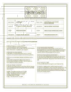 Iron Gate Dining Room Information