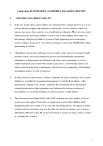 Update of the EU GUIDELINES ON CHILDREN AND ARMED CONFLICT  I. 1.  CHILDREN AND ARMED CONFLICT