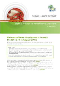 SURVEILLANCE REPORT  Weekly influenza surveillance overview 21 March[removed]Main surveillance developments in week