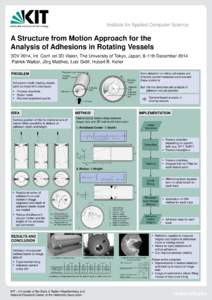 Institute for Applied Computer Science  A Structure from Motion Approach for the Analysis of Adhesions in Rotating Vessels 3DV 2014, Int. Conf. on 3D Vision, The University of Tokyo, Japan, 8-11th December 2014 Patrick W