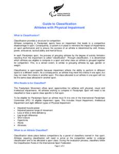 Guide to Paralympic Classification