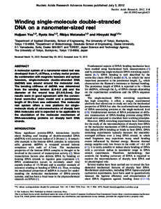 Nucleic Acids Research Advance Access published July 5, 2012 Nucleic Acids Research, 2012, 1–6 doi:[removed]nar/gks651 Winding single-molecule double-stranded DNA on a nanometer-sized reel