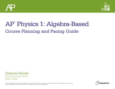 AP Physics 1 Course Planning and Pacing Guide by Dolores Gende 2013