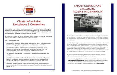 LABOUR COUNCIL PLAN CHALLENGING RACISM & DISCRIMINATION Charter of Inclusive Workplaces & Communities