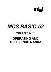 MCS BASIC-52 Versions 1 & 1.1 OPERATING AND REFERENCE MANUAL