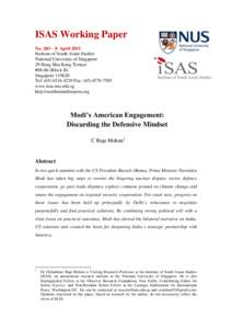 ISAS Working Paper No. 203 – 8 April 2015 Institute of South Asian Studies National University of Singapore 29 Heng Mui Keng Terrace #[removed]Block B)