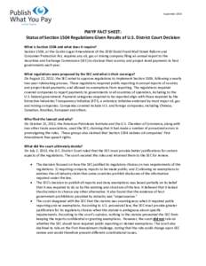 SeptemberPWYP FACT SHEET: Status of Section 1504 Regulations Given Results of U.S. District Court Decision What is Section 1504 and what does it require? Section 1504, or the Cardin-Lugar Amendment of the 2010 Dod