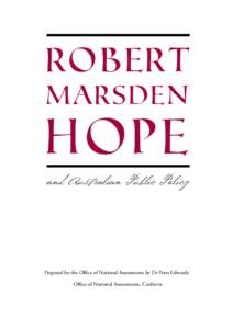 Robert Marsden Hope and Australian Public Policy