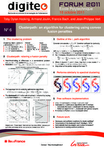 Ecole Polytechnique 18 octobre 2011 Toby Dylan Hocking, Armand Joulin, Francis Bach, and Jean-Philippe Vert Clusterpath: an algorithm for clustering using convex fusion penalties