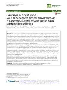 Expression of a heat-stable NADPH-dependent alcohol dehydrogenase in Caldicellulosiruptor bescii results in furan aldehyde detoxification