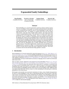 Exponential Family Embeddings  Maja Rudolph Columbia University  Francisco J. R. Ruiz