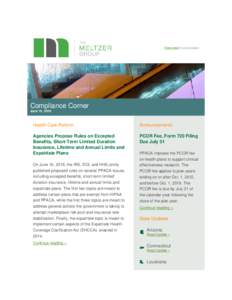 View email in your browser  Compliance Corner June 15, 2016  Health Care Reform