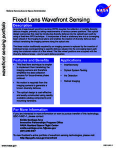 wavefront sensing portfolio  National Aeronautics and Space Administration Fixed Lens Wavefront Sensing Description