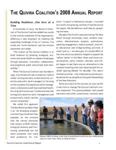 The Quivira Coalition’s 2008 Annual Report Building Resilience…One Acre at a stock.” It wasn’t a theoretical concept – it existed on a small, but growing, number of ranches across Time  In November of 2007, the