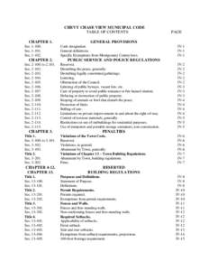 CHEVY CHASE VIEW MUNICIPAL CODE TABLE OF CONTENTS CHAPTER 1. SecSecSec.