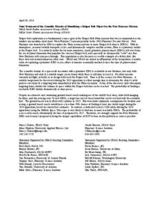 April 30, 2014 Joint Statement of the Scientific Priority of Identifying a Kuiper Belt Object for the New Horizons Mission NASA Small Bodies Assessment Group (SBAG) NASA Outer Planets Assessment Group (OPAG) Kuiper belt 